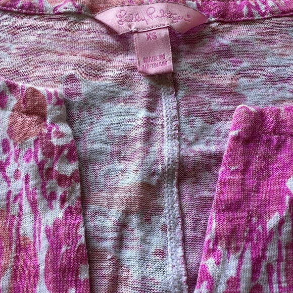 Lilly Pulitzer Duval Top Linen Pink Cheeky Melon Rule Breakers Size XS - Picture 5 of 8